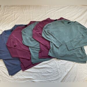 32 Degrees set of 5 Women's Long Sleeve Crew Tops in Blue, Purple, and Green
